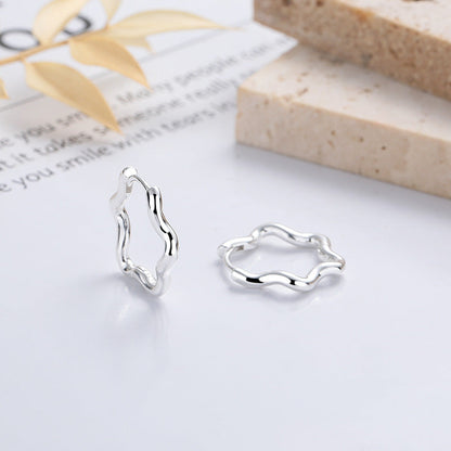 Jzora handmade wave lace irregular sterling silver earrings