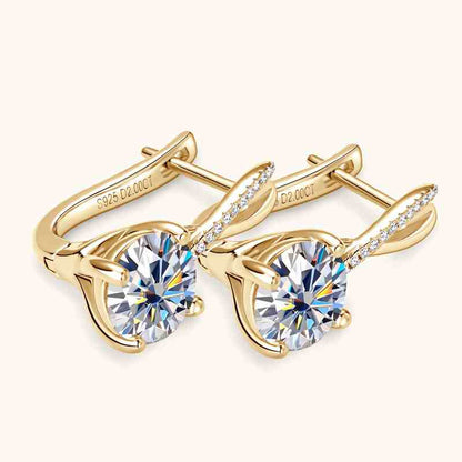 Jzora handmade 4ct round cut fashion Moissanite sterling silver earrings
