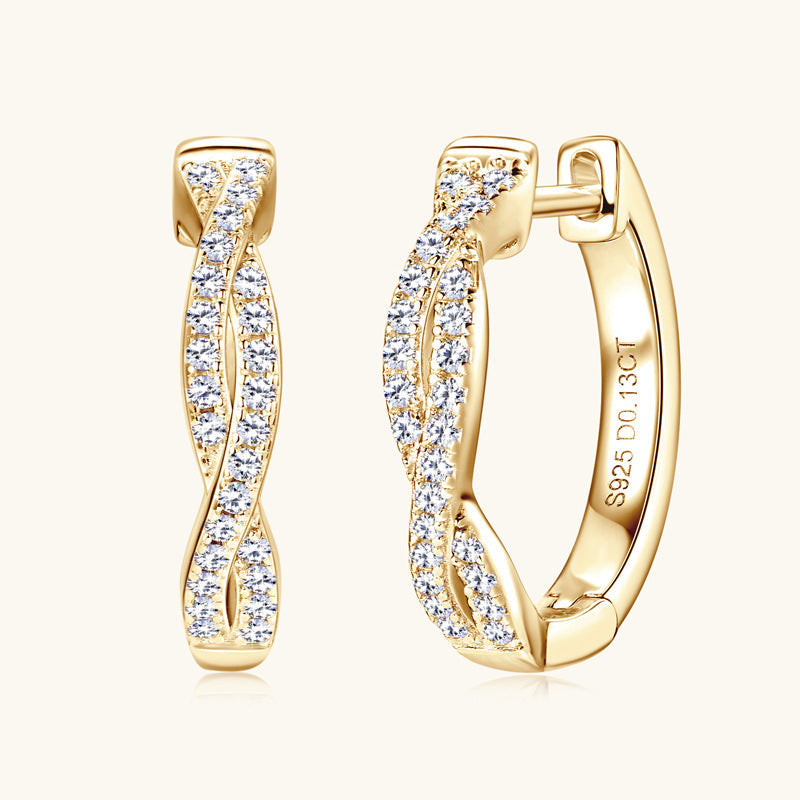 Jzora handmade fashion twist full moissanite diamond sterling silver earrings