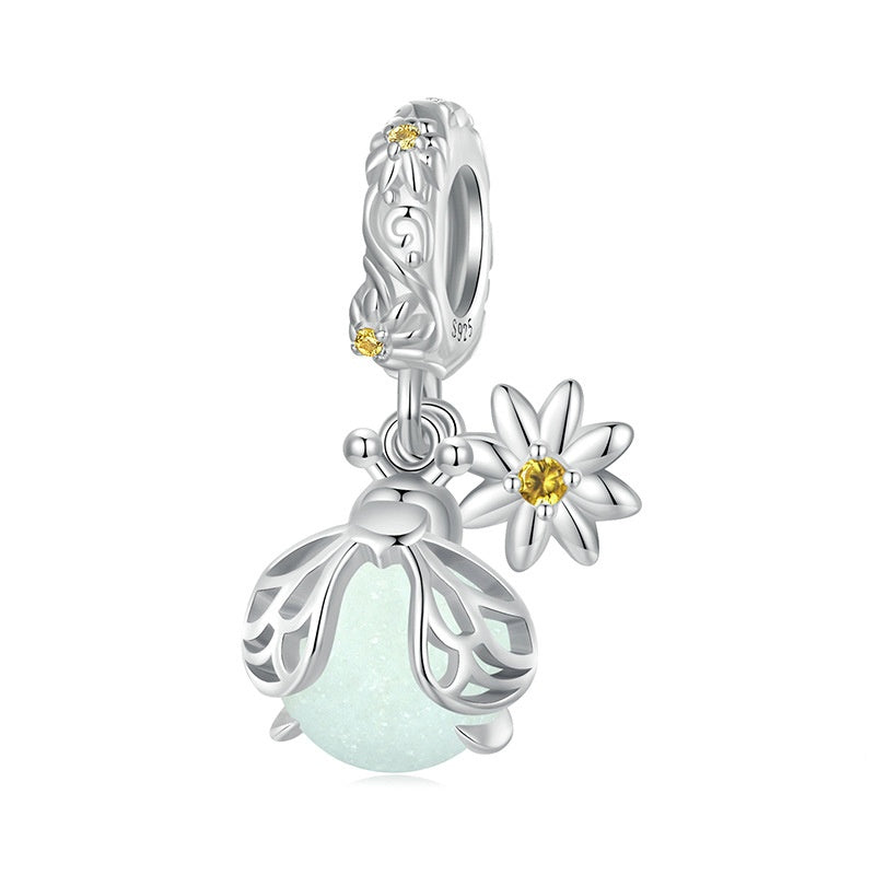 Jzora Fluorescent Stone Firefly Sterling Silver Charm