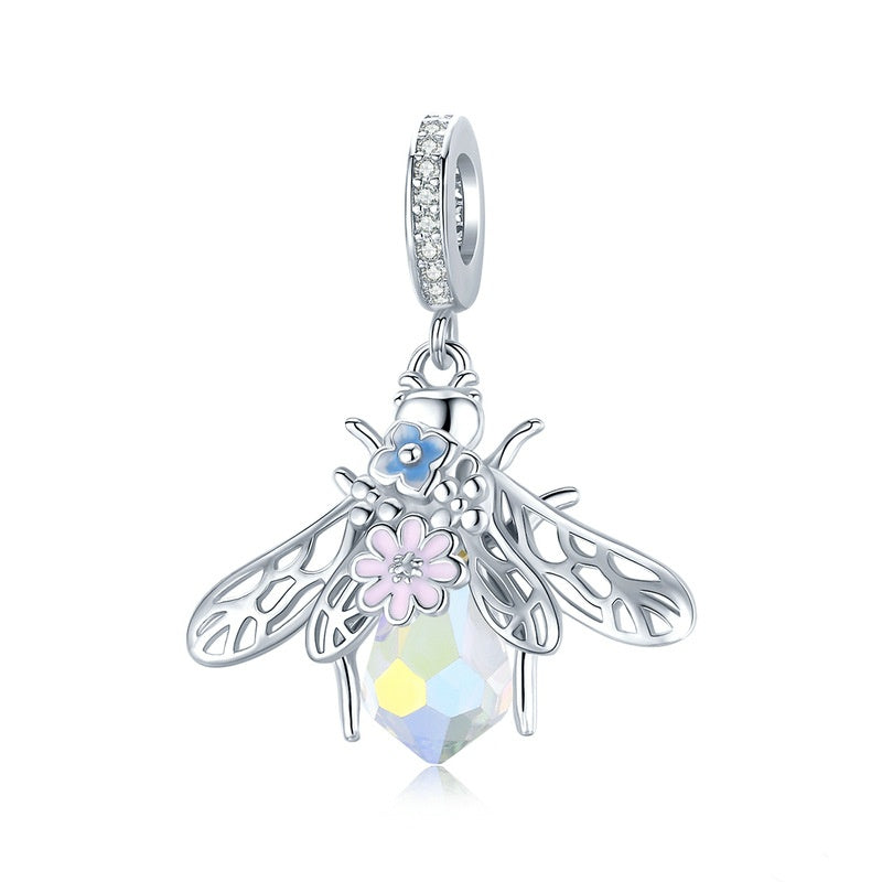 Jzora Dreamy Colourful Flower Bee Sterling Silver Charm