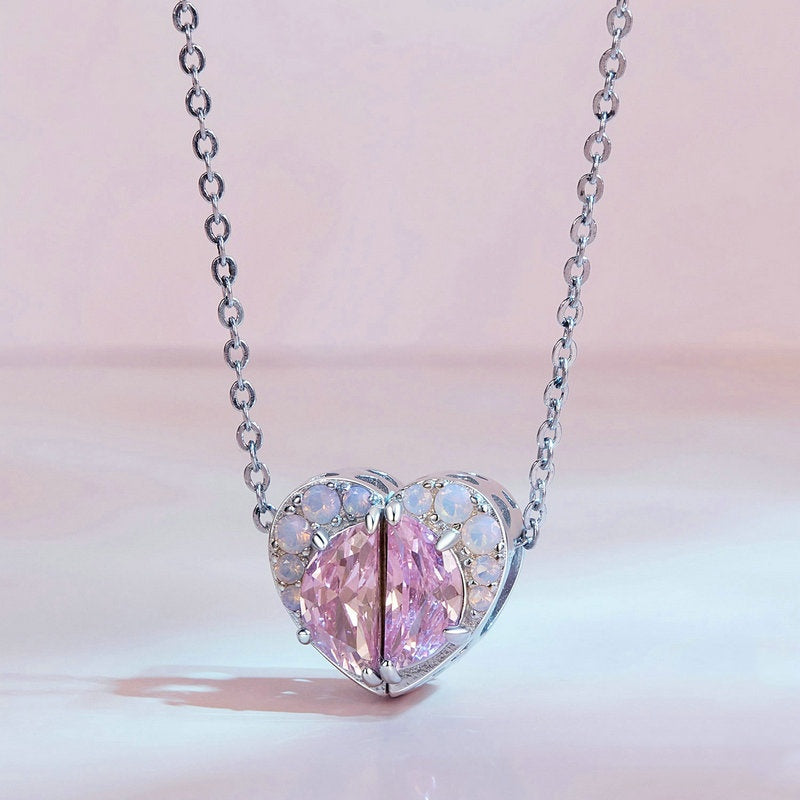 Jzora Fantasy Detachable Pink Heart Sterling Silver Charm