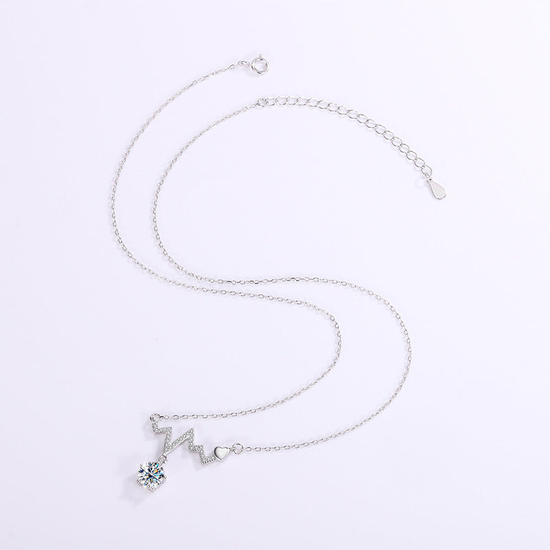 Jzora handmade 1ct round cut luxury moissanite sterling silver necklace