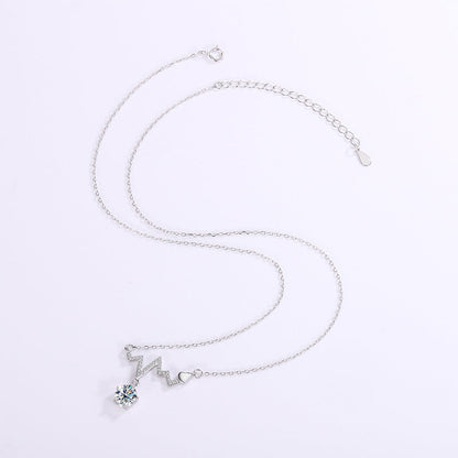 Jzora handmade 1ct round cut luxury moissanite sterling silver necklace