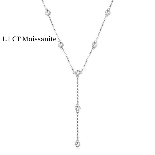 Jzora handmade 1.1ct round cut simple elegant moissanite sterling silver necklace