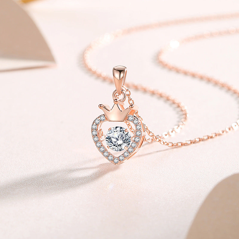Jzora handmade crown heart sterling silver necklace