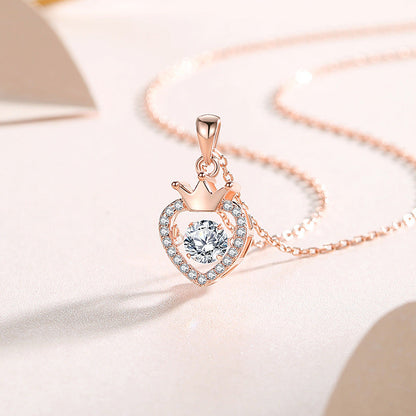 Jzora handmade crown heart sterling silver necklace