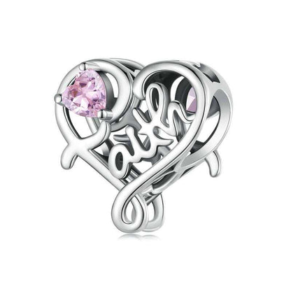 Jzora Heart Vintage Skeleton Faith Sterling Silver Charm