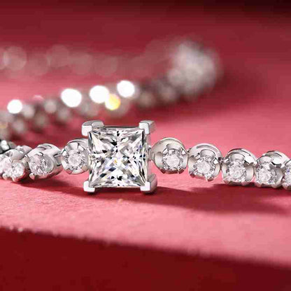 Jzora handmade 1ct princess cut vintage sterling silver moissanite tennis bracelet