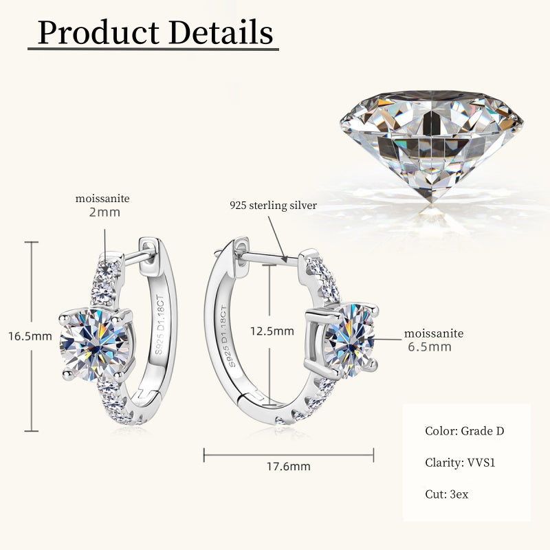 Jzora handmade 2.36ct round cut moissanite vintage sterling silver earrings