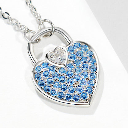 Jzora handmade sapphire heart shape classic sterling silver necklace