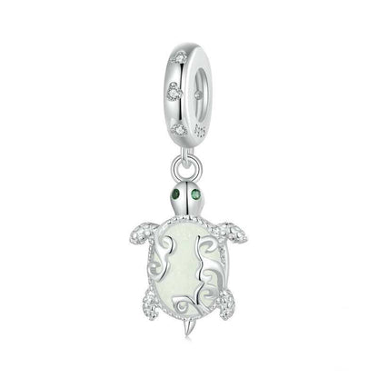 Jzora handmade glow in the dark sea turtle sterling silver charms