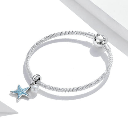 Jzora Summer Blue Starfish Pearl Sterling Silver Charm