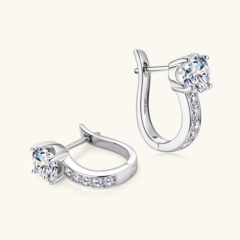 Jzora handmade 2ct round cut fashion moissanite sterling silver earrings