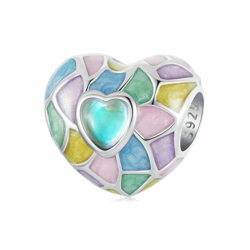 Jzora Dreamy Girl Heart Neon Sterling Silver Charm