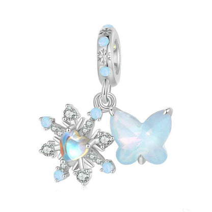 Jzora Handmade Christmas Ice Butterfly Sterling Silver Charms