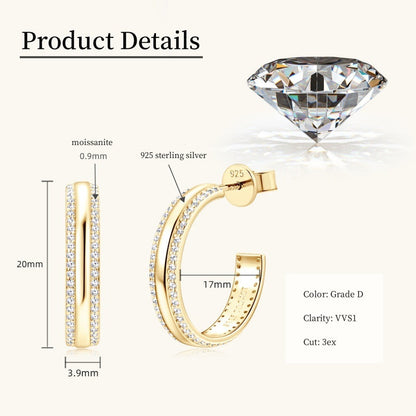 Jzora handmade fashion round calssic moissanite sterling silver earrings