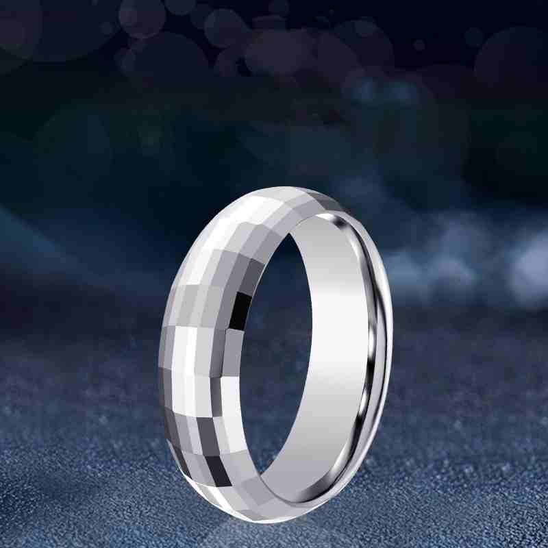 Jzora handmade personalized lozenge cut tungsten Steel wedding men's band