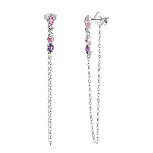 Jzora handmade colorful tassel sterling silver earrings