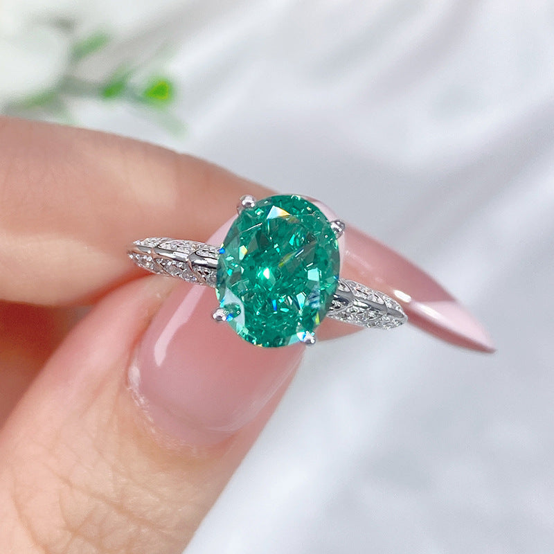 Jzora handmade oval cut Paraiba sterling silver ring