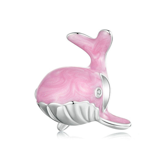 Jzora Dreamy Ocean Pink Whale Sterling Silver Charm