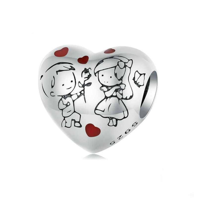 Jzora Heart Two Little Girls Series Boys and Girls Sterling Silver Charm