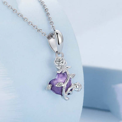 Jzora Purple Love Elegant Rose Sterling Silver Charm