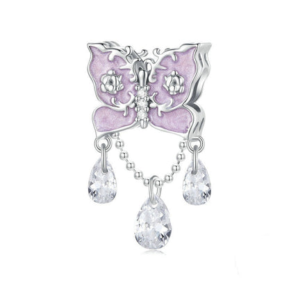 Jzora Sweet Purple Butterfly Sterling Silver Charm