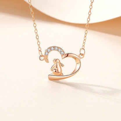 Jzora handmade heart rabbit sterling silver necklace