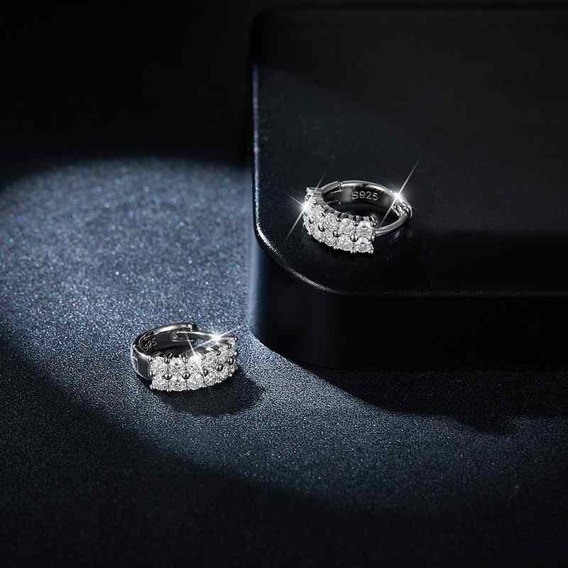 Jzora handmade double row full Moissanite diamond sterling silver earrings