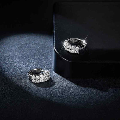 Jzora handmade double row full Moissanite diamond sterling silver earrings
