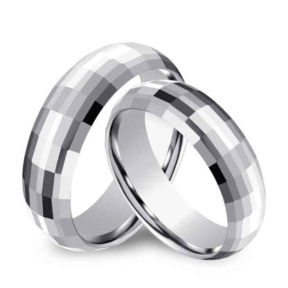 Jzora handmade personalized lozenge cut tungsten Steel wedding men's band