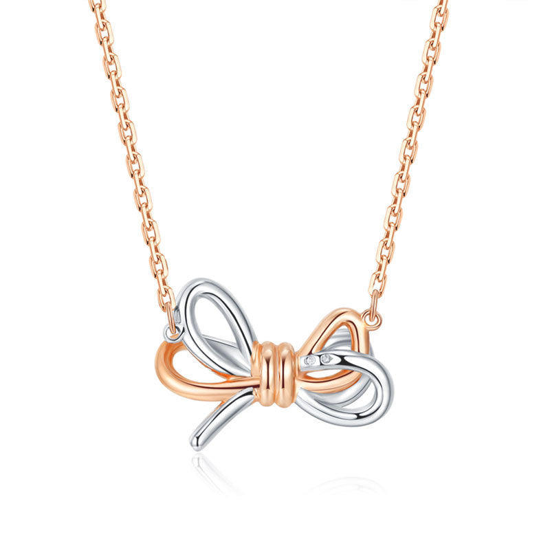 Jzora handmade rose gold bow alloy necklace