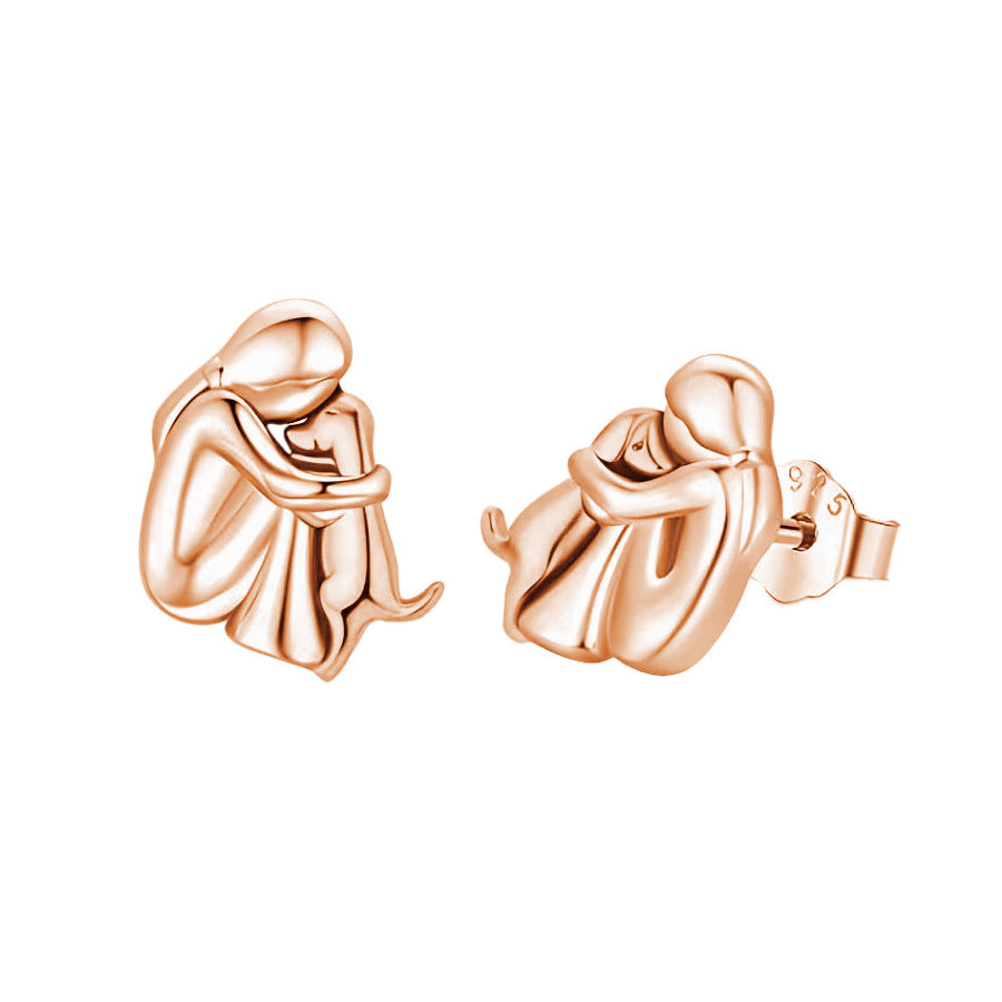 Jzora handmade embrace dog sterling silver earrings