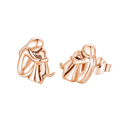 Jzora handmade embrace dog sterling silver earrings