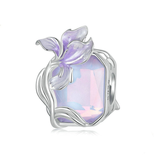 Jzora Purple Crystal Iris Sweet Sterling Silver Charm