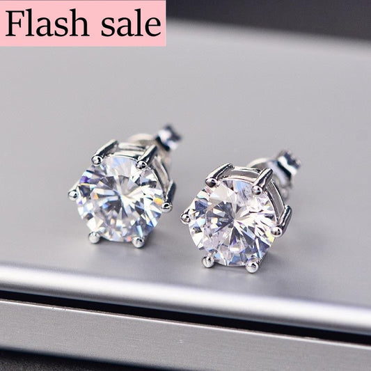 Jzora handmade white round cut vintage diamond sterling silver earrings