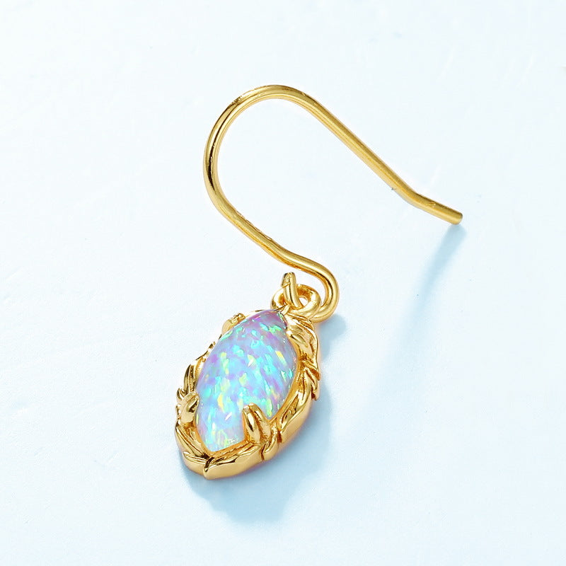 Jzora handmade vintage opal sterling silver earrings