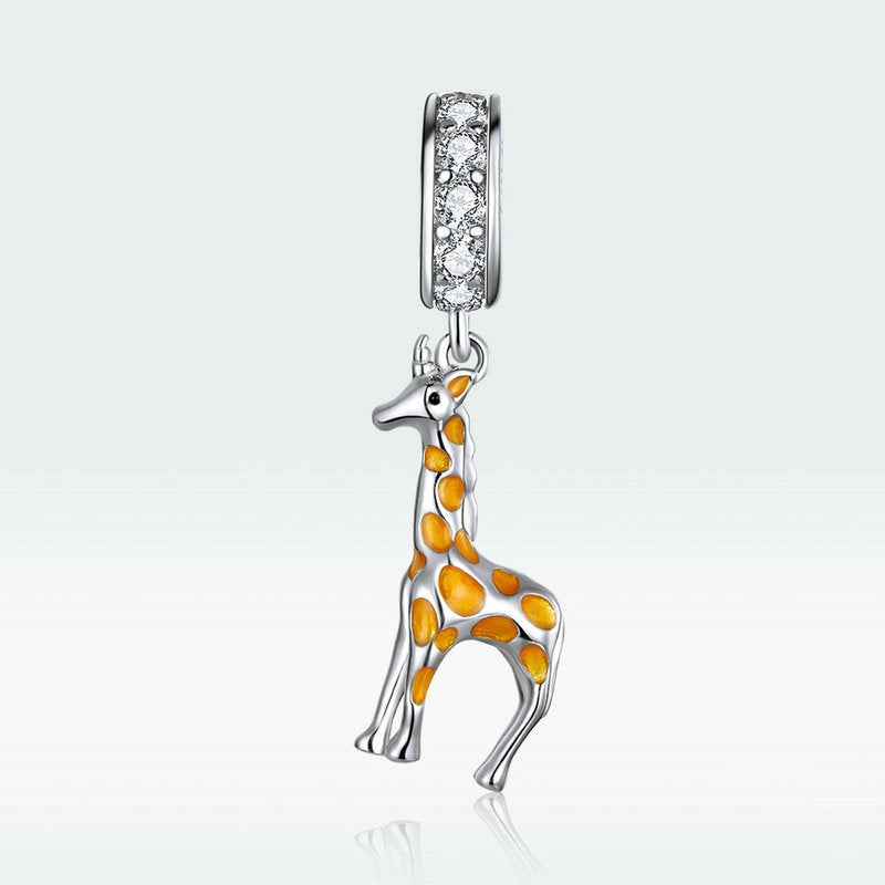 Jzora Cute Animal Spotted Giraffe Sterling Silver Charm