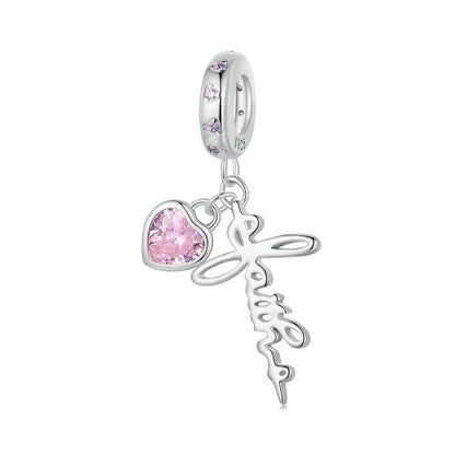 Jzora Sweet Pink Heart Sterling Silver Charm