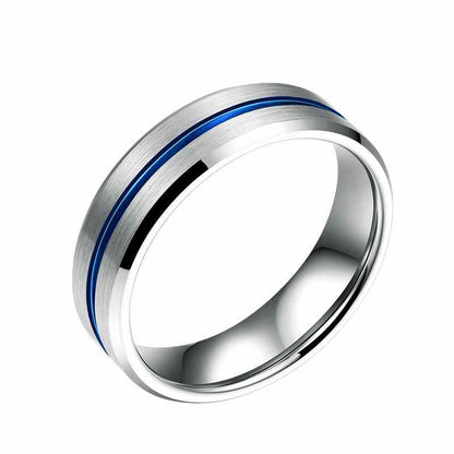 Jzora handmade simple style blue tungsten Steel wedding men's band