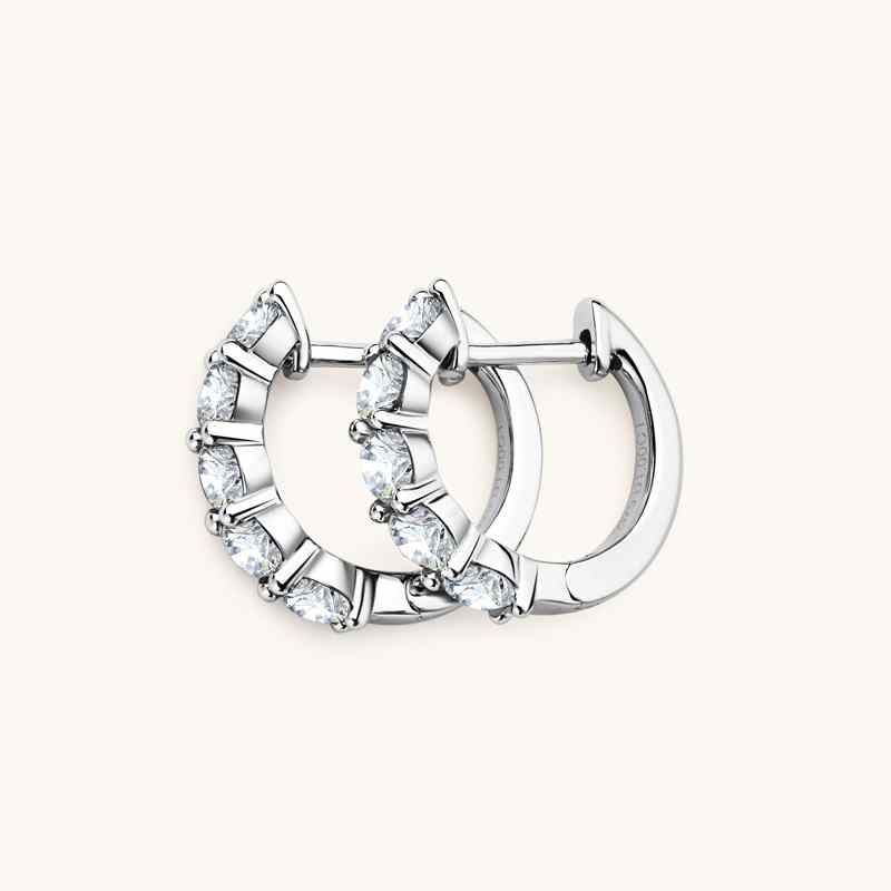 Jzora handmade 2ct round cut simple Moissanite sterling silver earrings