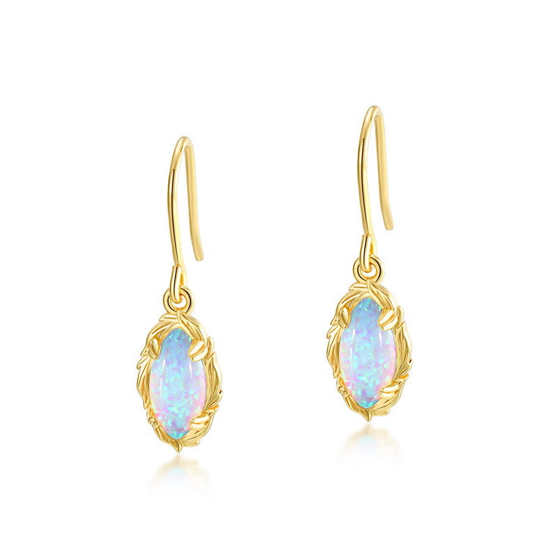 Jzora handmade vintage opal sterling silver earrings