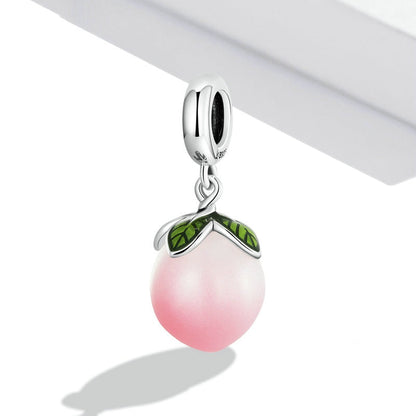 Jzora Pink Peach Fruit Sterling Silver Charm