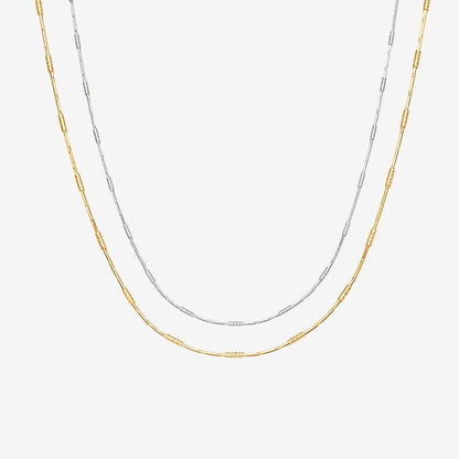 Jzora handmade lace glossy stacked sterling silver necklace