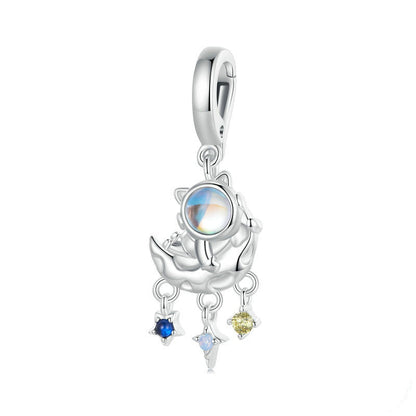 Jzora Star Moon Astronaut Sterling Silver Charm