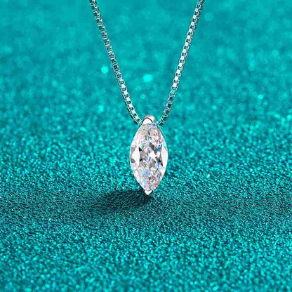 Jzora handmade 1ct marquise cut vintage Moissanite sterling silver necklace