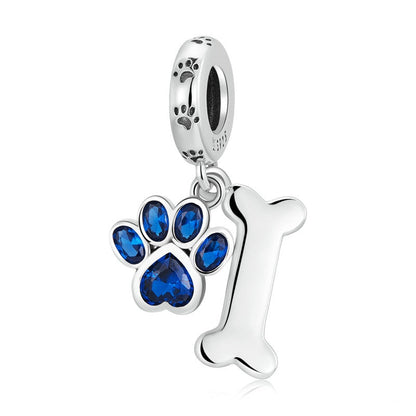 Jzora Cute Animal Pet Dog Paw Bone Sterling Silver Charm