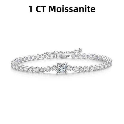 Jzora handmade 1ct princess cut vintage sterling silver moissanite tennis bracelet
