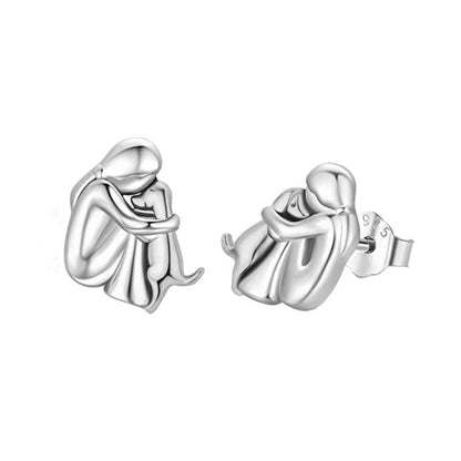 Jzora handmade embrace dog sterling silver earrings